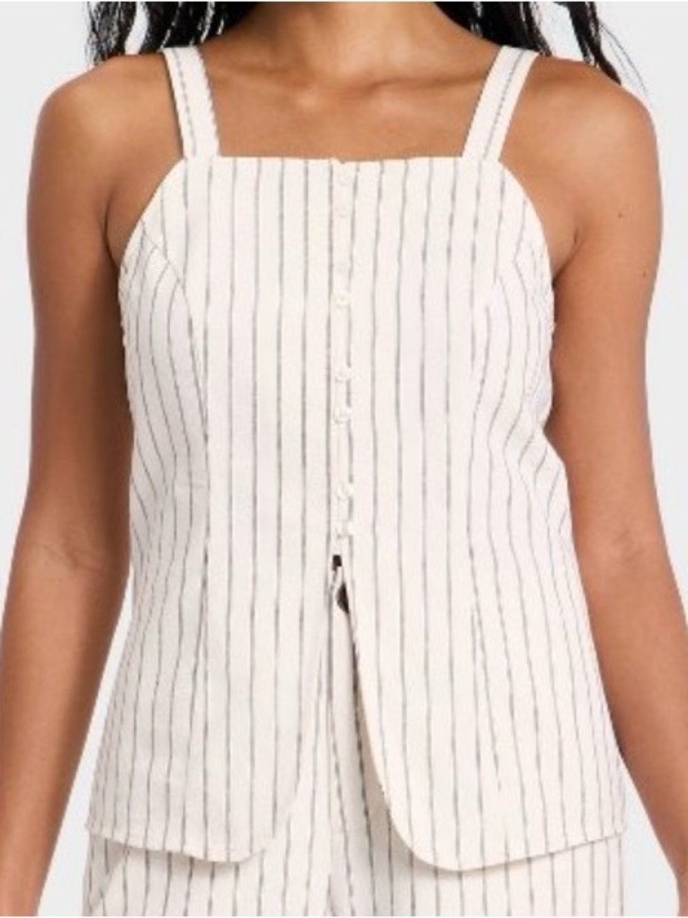 a new day White and Black Striped Button-Front Tank
